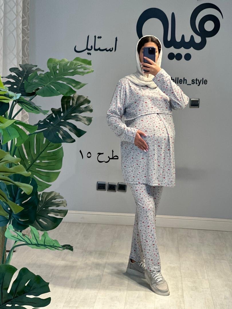 ست بلوز و شلوار نخ پنبه طرحدار استین بلند(کد 687)