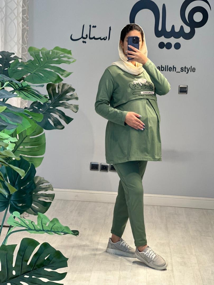 ست بلوز شلوار بارداری شیردهی لودینگ استین بلند(کد 281)