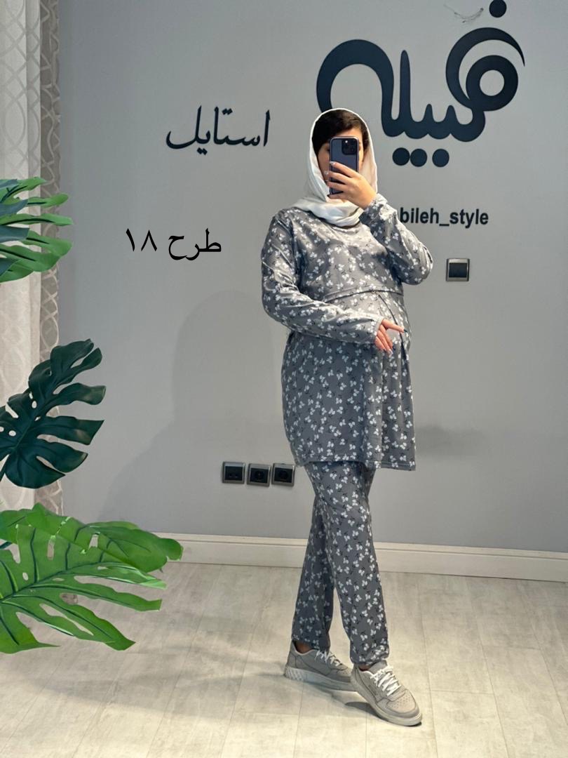 ست بلوز و شلوار نخ پنبه طرحدار استین بلند(کد 687)