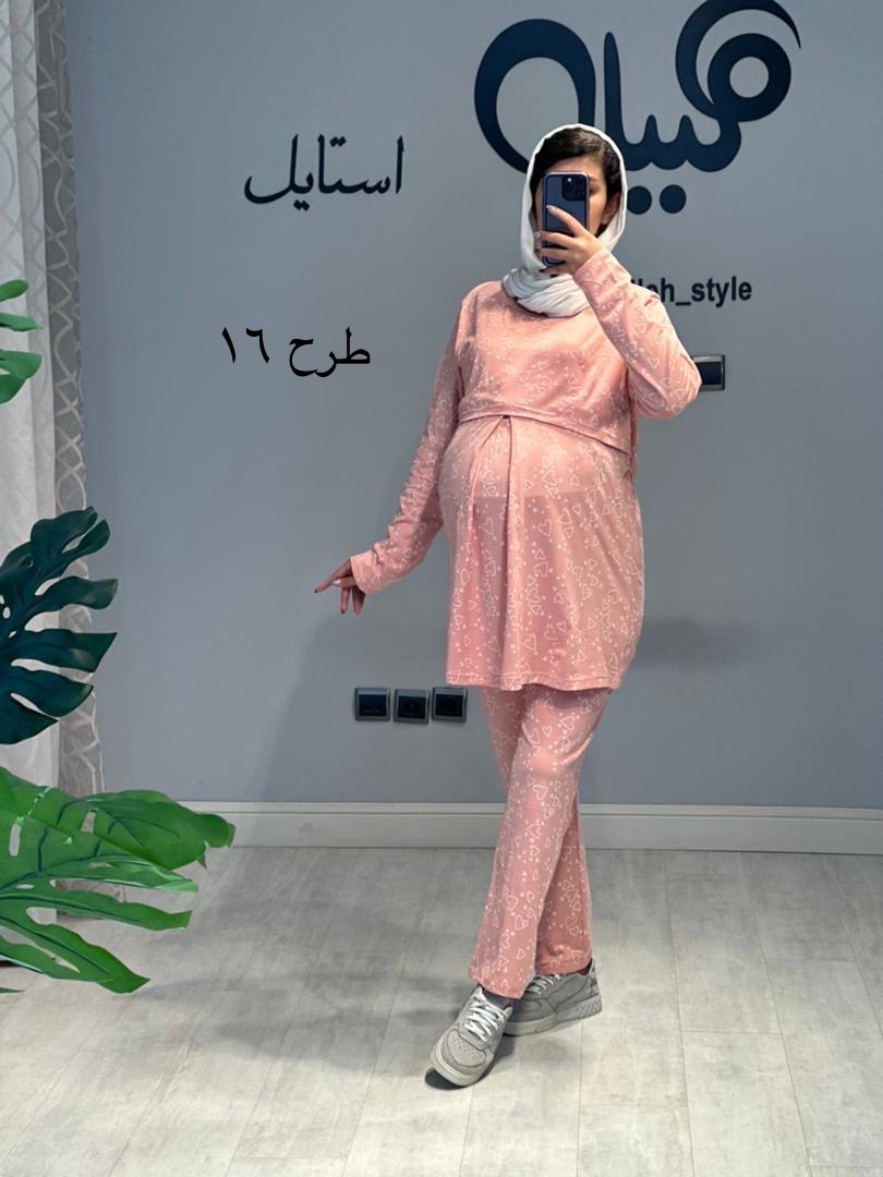 ست بلوز و شلوار نخ پنبه طرحدار استین بلند(کد 687)