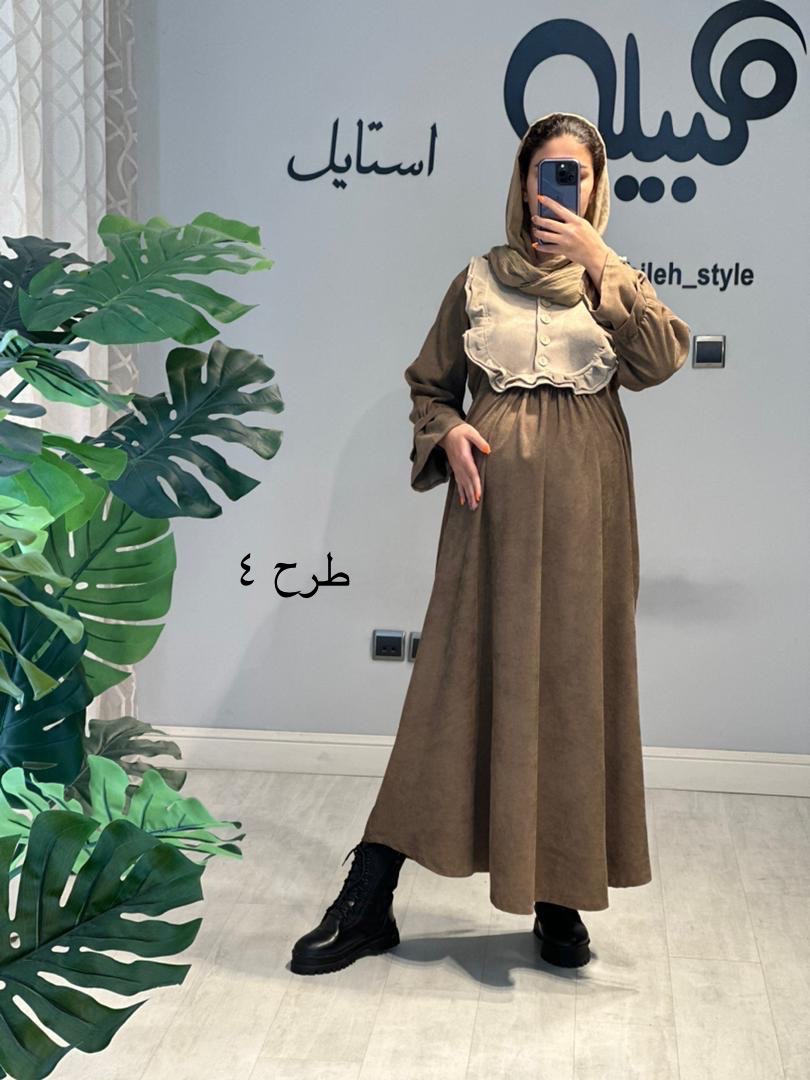 مانتو مخمل دو رنگ بارداری و شیردهی(کد 704)