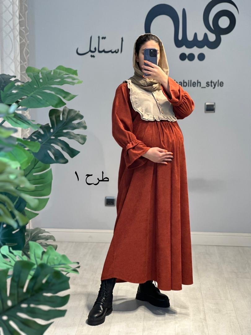 مانتو مخمل دو رنگ بارداری و شیردهی(کد 704)