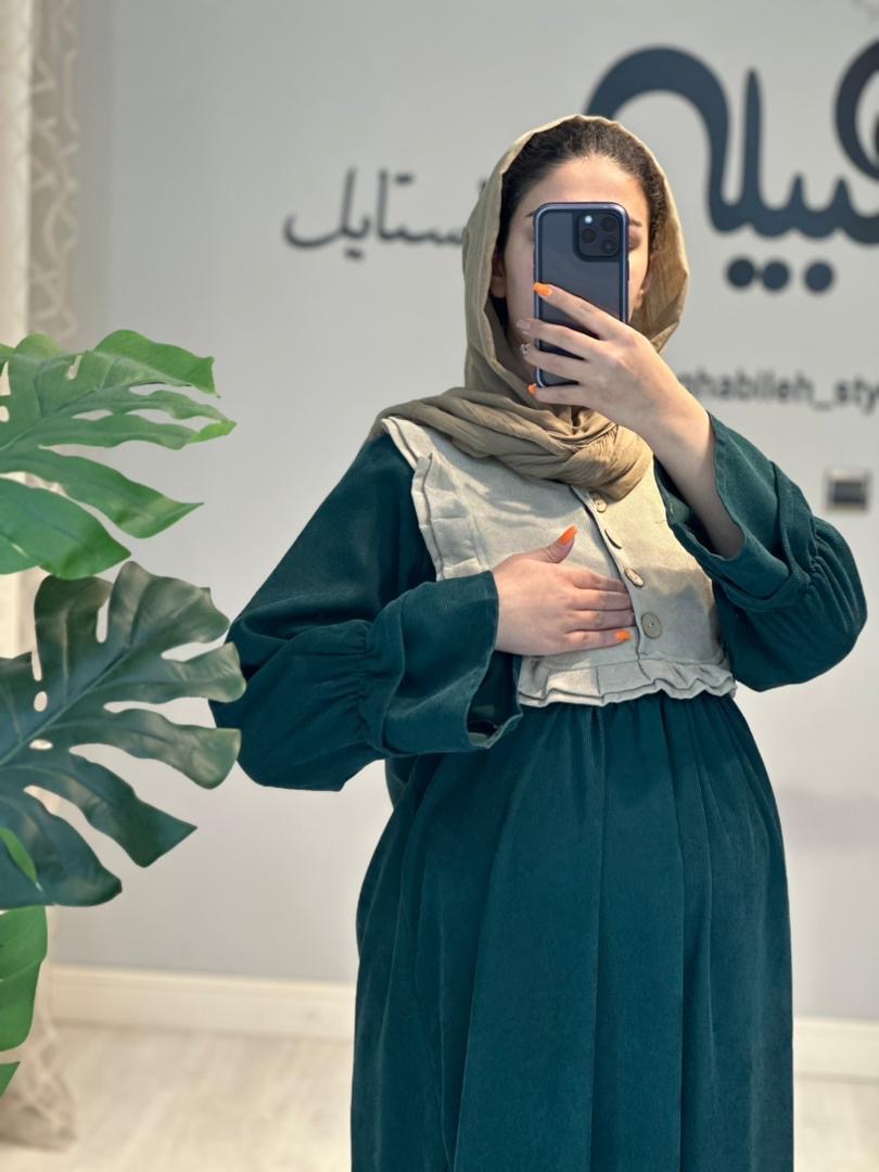 مانتو مخمل دو رنگ بارداری و شیردهی(کد 704)