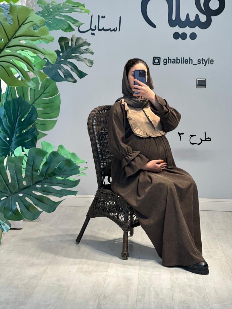 مانتو مخمل دو رنگ بارداری و شیردهی(کد 704)