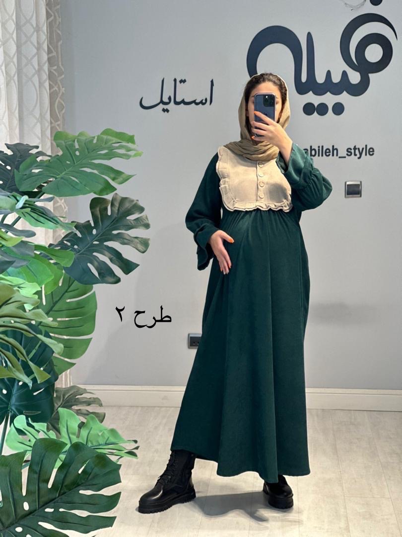 مانتو مخمل دو رنگ بارداری و شیردهی(کد 704)