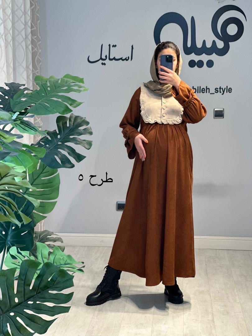 مانتو مخمل دو رنگ بارداری و شیردهی(کد 704)